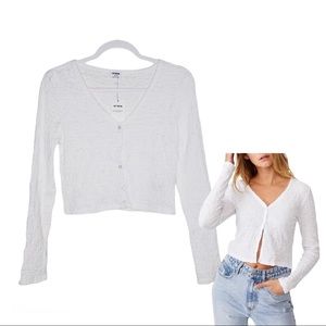 white cardigan long sleeve top